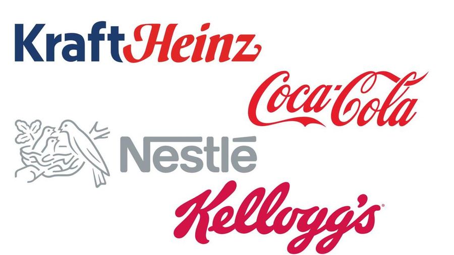 Kolase logo Kraft Heinz, Coca-Cola, Nestle, dan Kellogg. (Dok. Istimewa)