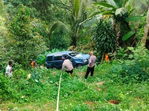 Tak Kuat Nanjak, Panther Biru Nyemplung Jurang 50 Meter di Karanganyar