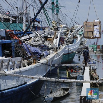 Banjir Rob Terjang Sunda Kelapa, Bongkar Muat Kapal Kacau Balau