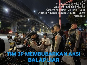 Patroli Polda Metro Bubarkan Balap Liar di Jakpus, 2 Orang Diamankan