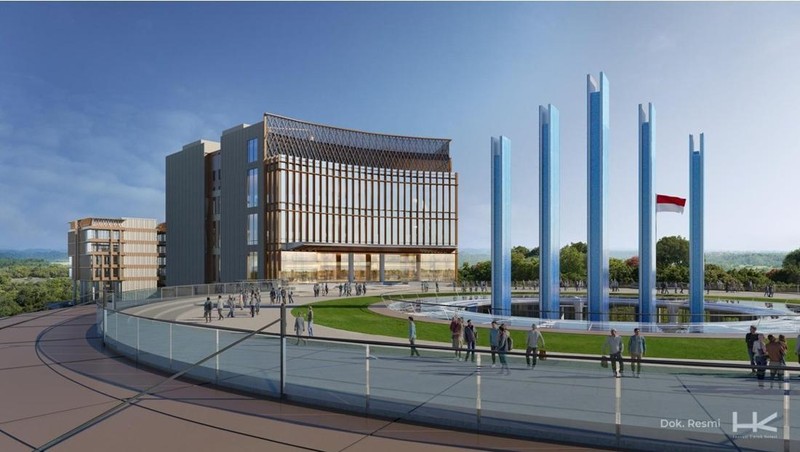 Penampakan Kompleks Gedung MA dan MPR di IKN. (Dok. Hutama Karya)