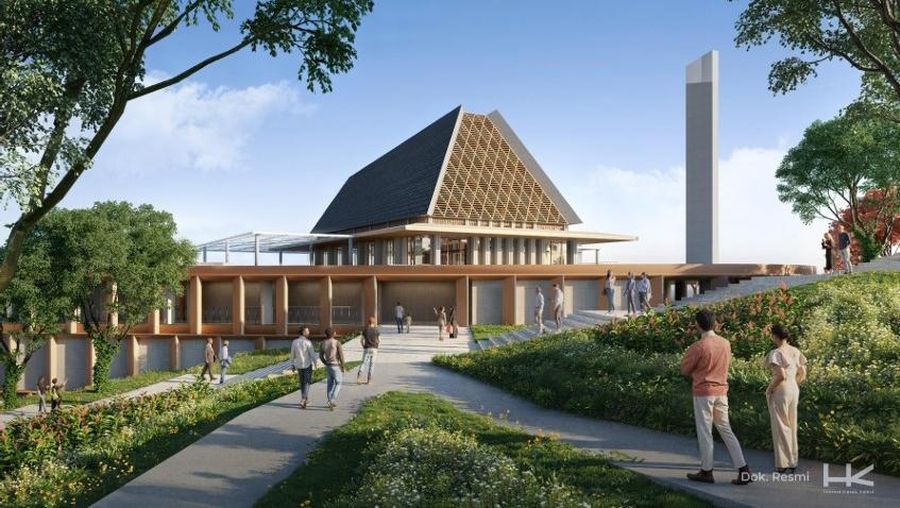 Penampakan Kompleks Gedung MA dan MPR di IKN. (Dok. Hutama Karya)