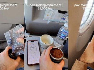 Viral! Penumpang Bikin Espresso di Pesawat, Netizen Heran