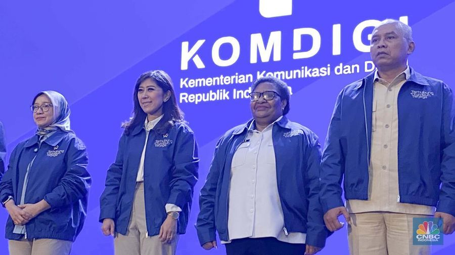 Menteri Komunikasi dan Digital (Komdigi), Meutya Hafid, dalam acara Deklarasi Arah Indonesia Digital: Terhubung, Tumbuh, Terjaga, di Jakarta, Rabu (10/12/2025). (CNBC Indonesia/Intan Rakhmayanti)