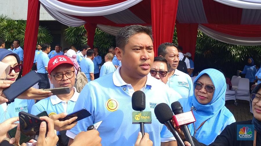 Wakil Menteri Pertanian (Wamentan) dalam acara peringatan Hari Anti Korupsi Sedunia (Hakordia) di Lapangan Kementan, Jakarta, Rabu (10/12/2025). (CNBC Indonesia/Martyasari Rizky)