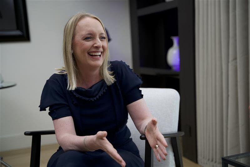 European Commission President Ursula von der Leyen talks to the press as she arrives for the EU-Western Balkans summit in Tirana, on December 6, 2022. (Photo by Ludovic MARIN / AFP)