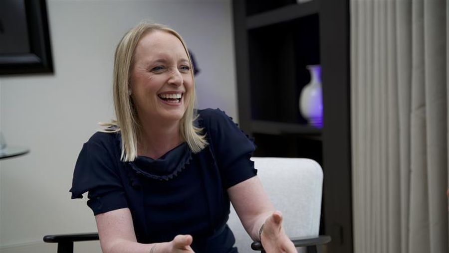 European Commission President Ursula von der Leyen talks to the press as she arrives for the EU-Western Balkans summit in Tirana, on December 6, 2022. (Photo by Ludovic MARIN / AFP)