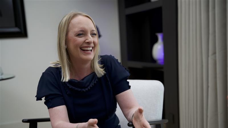 European Commission President Ursula von der Leyen talks to the press as she arrives for the EU-Western Balkans summit in Tirana, on December 6, 2022. (Photo by Ludovic MARIN / AFP)