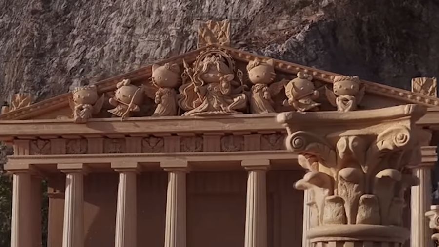 Sebuah Parthenon kuil Yunani bertema Hello Kitty. (Dok: Xiaohongshu via Instagram Aljazeera)