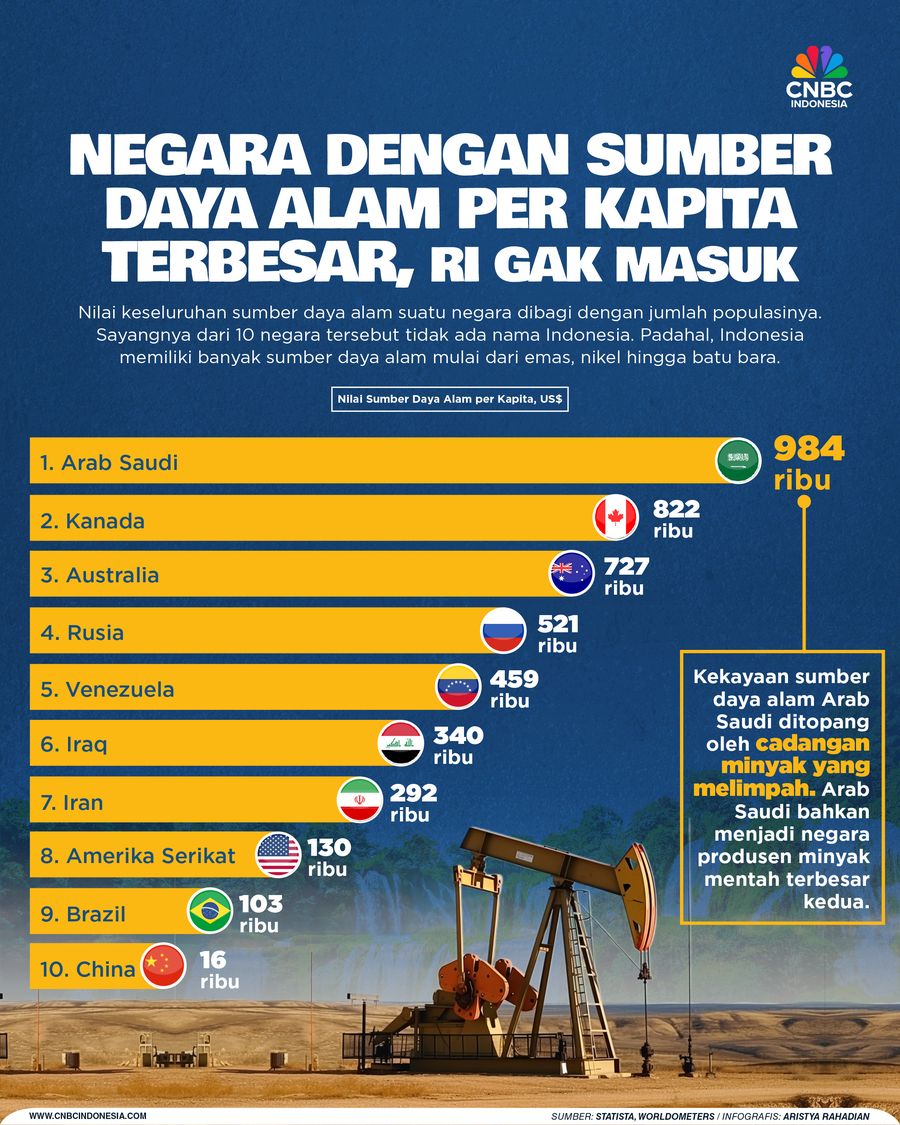 Negara dengan Sumber Daya Alam per Kapita Terbesar, RI Gak Masuk
