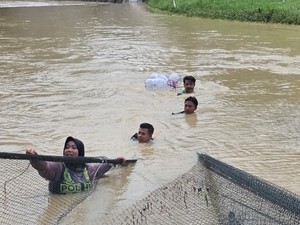 Polwan Blora Brigpol Titis Lawan Arus Sungai Cari 3 Santriwati Tenggelam