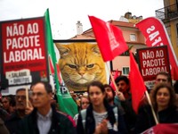 Demo Buruh Heboh, Poster Kucing Marah Gantikan Bendera One Piece