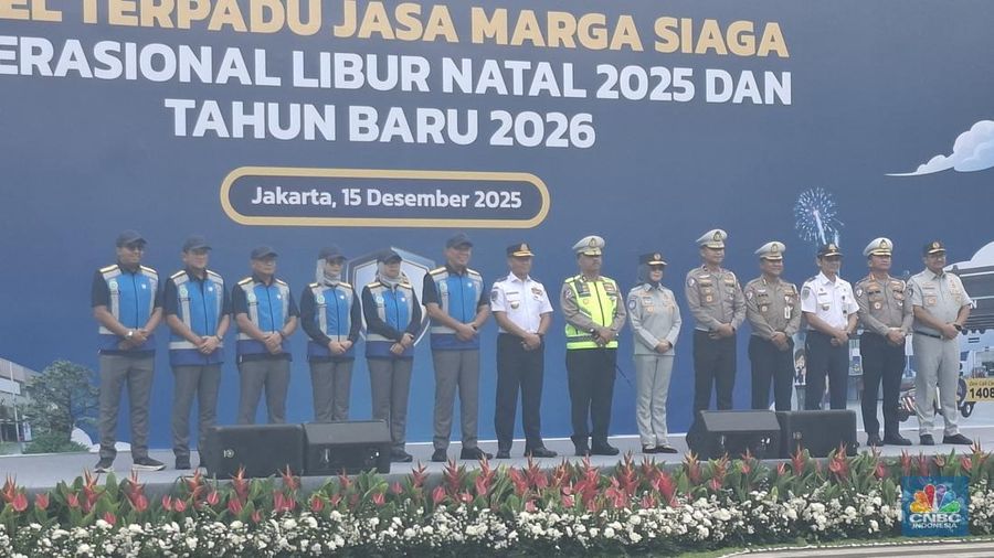 Kegiatan Apel Terpadu Jasa Marga Siaga Persiapan Nataru 2025/2026. (CNBC Indonesia/Chandra Dwi Pranata)