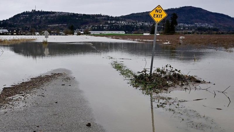 Sebuah tayangan drone menunjukkan area yang tergenang banjir akibat luapan Sungai Green, setelah beberapa aliran atmosfer membawa hujan dan banjir ke wilayah Pasifik Barat Laut, di Kent, Washington, AS, 15 Desember 2025. (REUTERS/David Ryder)