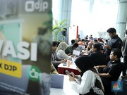 Kantor Pelayanan Pajak (KPP) Pratama Mampang Prapatan membuka layanan pojok pajak di lobi Gedung Bank Mega, Tendean, Jakarta Selatan, Selasa (16/12/2025). (CNBC Indonesia/Tri Susilo)