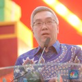 Ketua Umum HIPPINDO, Budihardjo Iduansjah saat menghadiri Opening Ceremony BINA Indonesia Great Sale di Pusat Perbelajaan Kota Kasablanka, Jakarta, Kamis (18/12/2025). (CNBC Indonesia/Faisal Rahman)