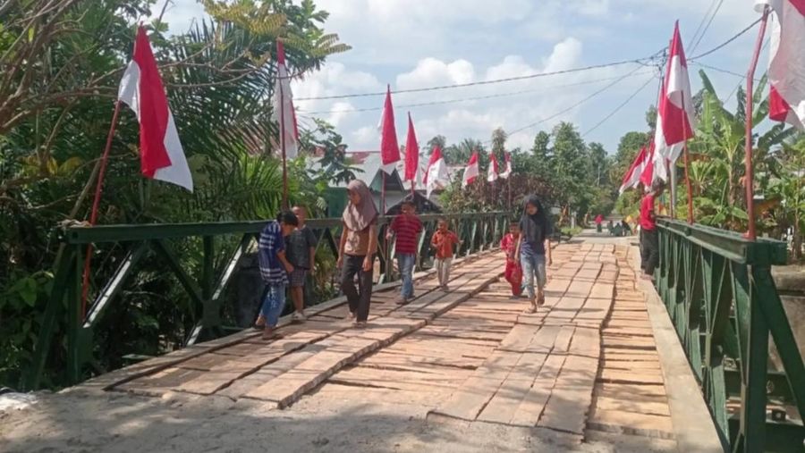 Salah satu jembatan bailey di Bireuen, Aceh. (Dok. Badan Komunikasi Pemerintah)