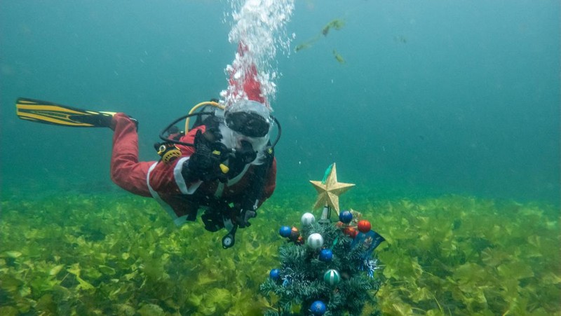 People dressed as Santa Claus ride their motorcycles through Barcelona, Spain, December 21, 2025. REUTERS/ Bruna Casas