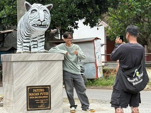 Kisah Seniman Pembuat Patung Macan Putih Kediri Sebelum Karyanya Viral