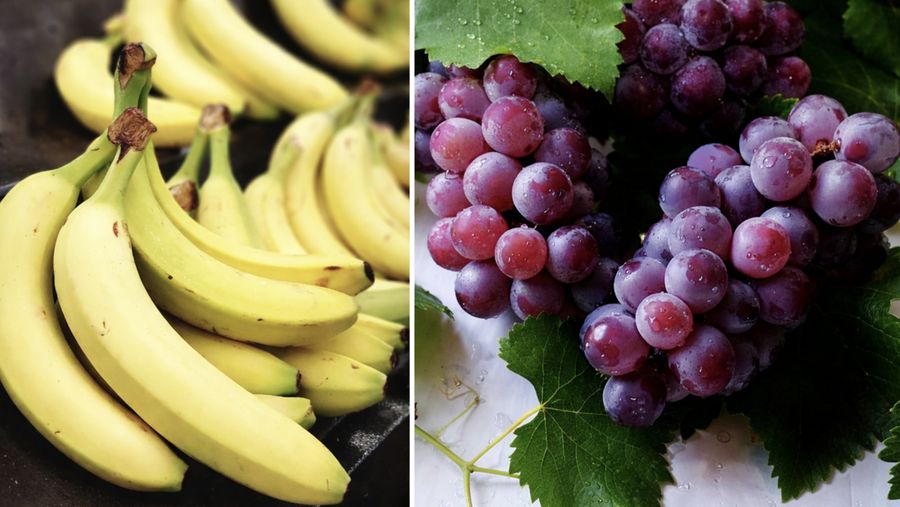 Foto kombinasi Pisang-Anggur. (Dok Pexels)