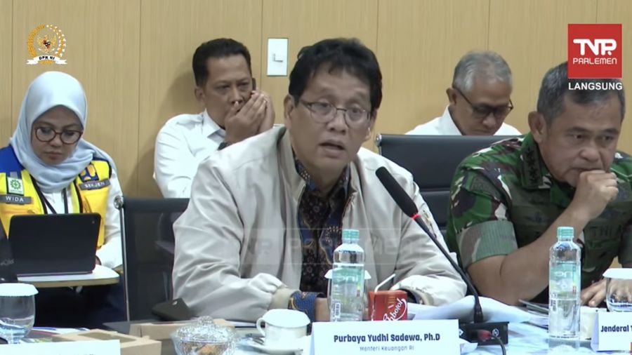 Menteri Keuangan Purbaya Yudhi Sadewa dalam Rakor Satgas Pemulihan Pasca Bencana dengan K/L daerah Terdampak. (Tangkapan Layar Youtube DPR RI)