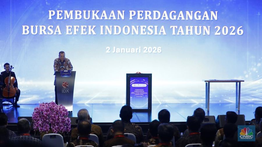 Pembukaan perdagangan bursa efek Indonesi tahun 2026, Jumat (2/1/2026). (CNBC Indonesia/Tri Susilo)