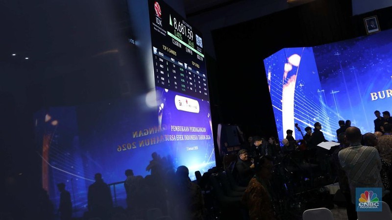 Pembukaan perdagangan bursa efek Indonesi tahun 2026, Jumat (2/1/2026). (CNBC Indonesia/Tri Susilo)
