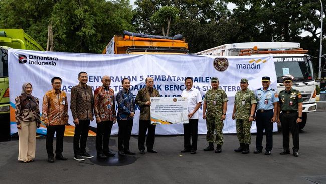 Bank Mandiri Bersama Kemenhan Bangun 5 Jembatan Bailey di Sumatra