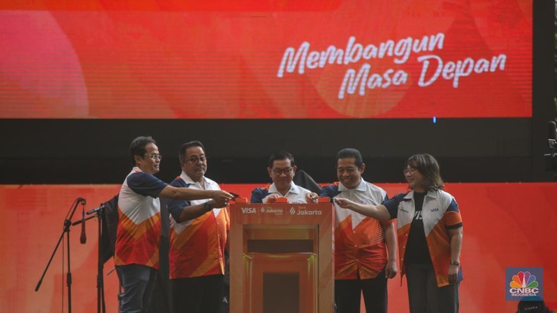 Grand Launching Kartu Debit Visa Bank Jakarta di Lippo Mall Kemang, Jakarta, Senin (5/1/2025). (CNBC Indonesia/Faisal Rahman)