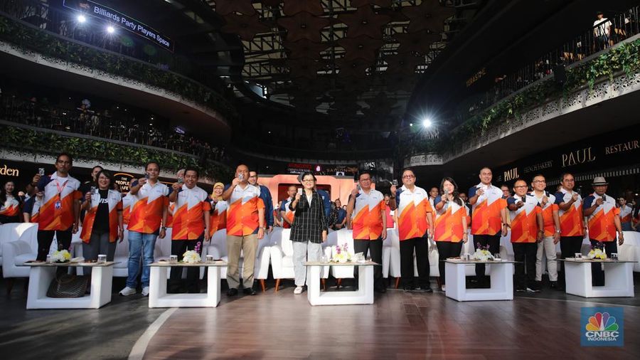 Grand Launching Kartu Debit Visa Bank Jakarta di Lippo Mall Kemang, Jakarta, Senin (5/1/2025). (CNBC Indonesia/Faisal Rahman)