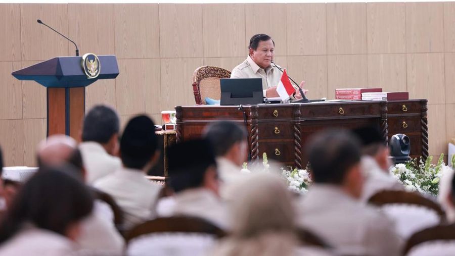Presiden Prabowo Subianto saat dalam Retret Kabinet Merah Putih di, Hambalang, Jawa barat, Selasa (6/12/2026). (Dok. Badan Komunikasi Pemerintah)