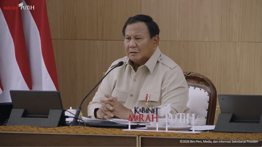 Presiden Prabowo Subianto saat Taklimat Awal Tahun Presiden Republik Indonesia, Hambalang, (6/1/2026). (Tangkapan Layar Youtube/Sekretariat Presiden)