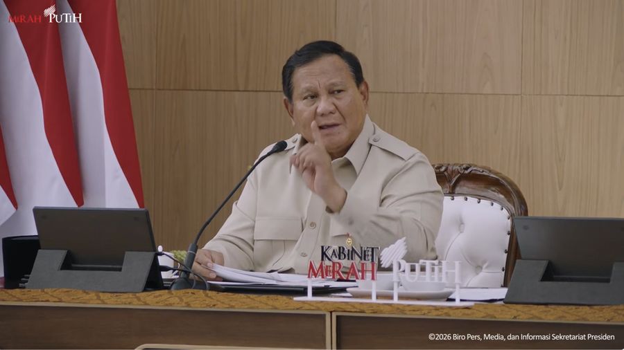 Presiden Prabowo Subianto saat Taklimat Awal Tahun Presiden Republik Indonesia, Hambalang, (6/1/2026). (Tangkapan Layar Youtube/Sekretariat Presiden)