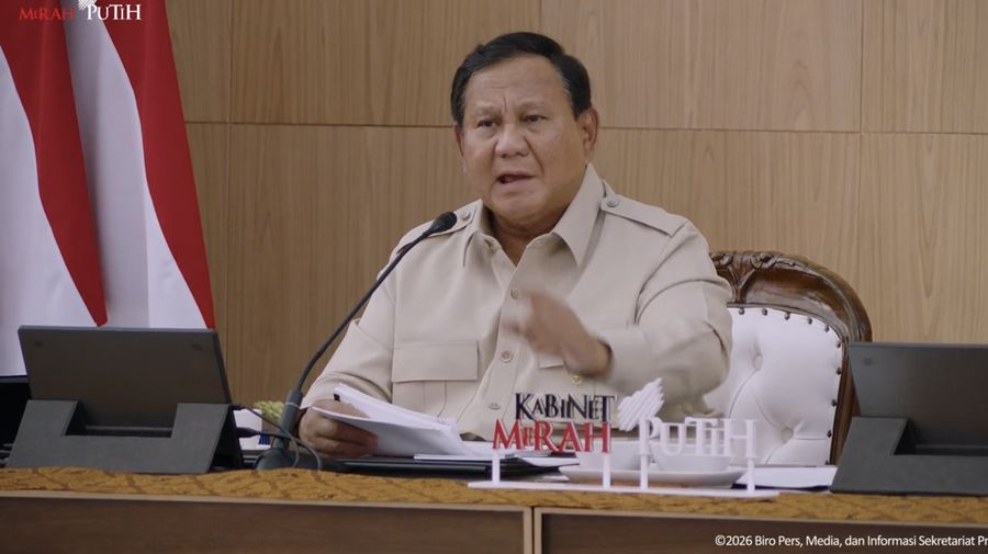 Presiden Prabowo Subianto saat Taklimat Awal Tahun Presiden Republik Indonesia, Hambalang, (6/1/2026). (Tangkapan Layar Youtube/Sekretariat Presiden)