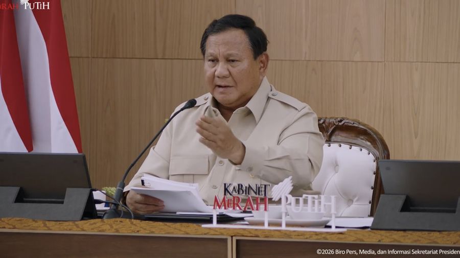 Presiden Prabowo Subianto saat Taklimat Awal Tahun Presiden Republik Indonesia, Hambalang, (6/1/2026). (Tangkapan Layar Youtube/Sekretariat Presiden)