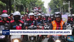 Video: Konvoi Motor! Buruh Ramai-Ramai Demo di Jantung Jakarta