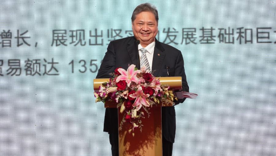 Menko Perekonomian, Airlangga Hartarto saat menyampaikan keynote speech dalam acara 20th Anniversary Celebration of the China Chamber of Commerce in Indonesia, Jumat (9/1/2026), (Dok. ekon.go.id)