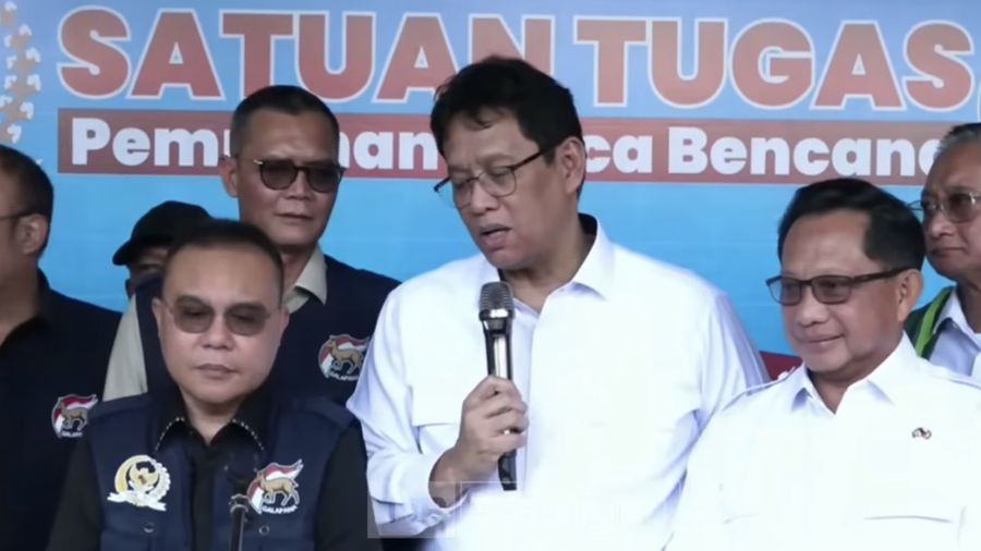 KOnferensi pers pimpinan DPR RI, Satgas pemulihan bencana DPR RI dengan pemerintah. (YouTube/DPR RI)