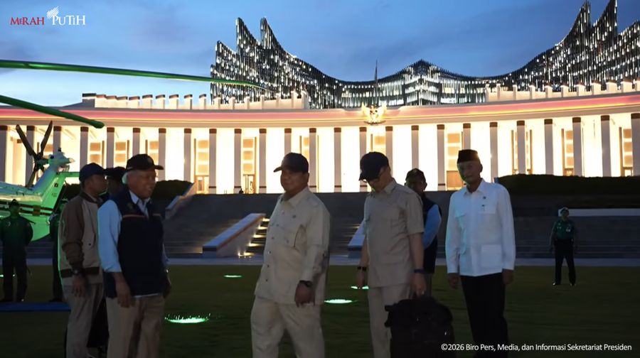 Presiden Prabowo Subianto Tiba di Ibu Kota Nusantara (IKN), Penajam Paser Utara, Senin (12/1/2026). (Tangkapan Layar Youtube/Sekretariat Presiden)