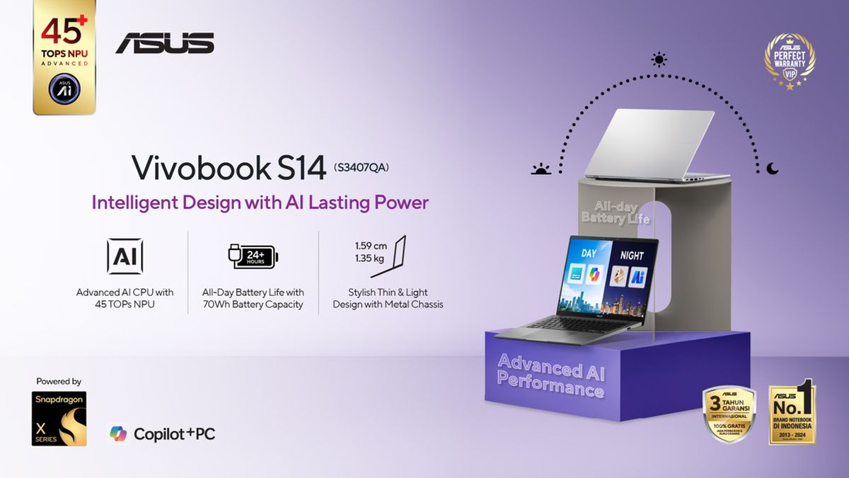 web88slot ASUS Vivobook S14 S3407QA, Laptop AI Terbaik dengan Baterai Tahan Lama