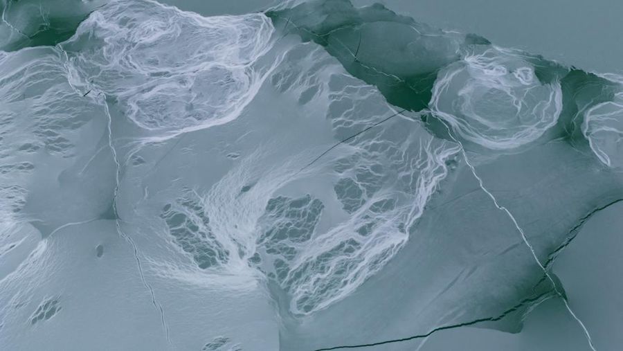 Foto udara menampilkan Danau Balaton yang membeku di dekat Zamardi, Hongaria, Senin (12/1/2026). (REUTERS/Marton Monus)