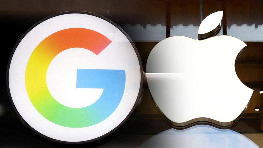 Kolase logo Google dan Apple. (Reuters/)