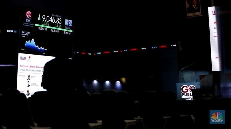 Layar menampilkan pergerakan Indeks Harga Saham Gabungan (IHSG) di Kantor Bursa Efek Indonesia (BEI), Jakarta, Kamis (15/1/2026). (CNBC Indonesia/Tri Susilo)