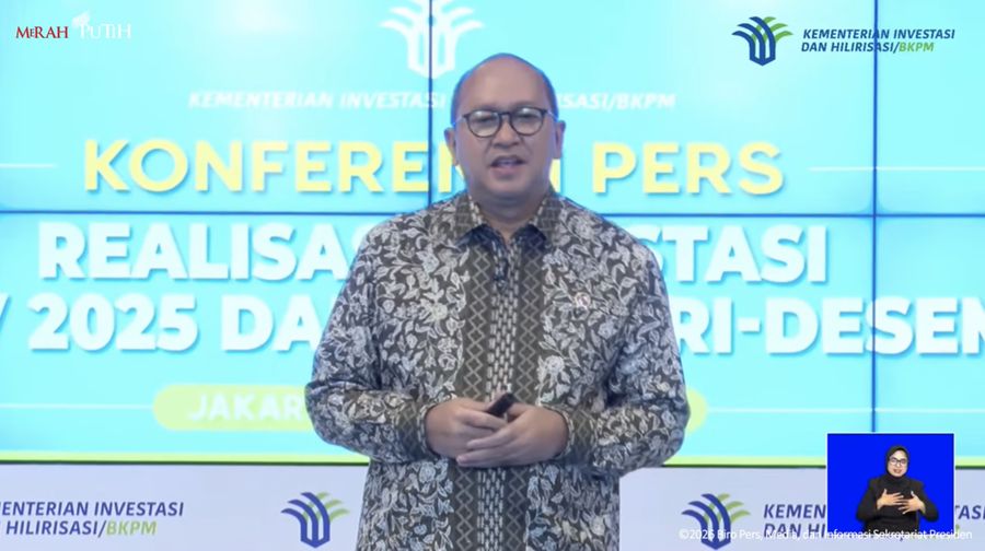 Menteri Investasi dan Hilirisasi/Kepala BKPM, Rosan Roeslani saat menyampaikan paparan dalam Konferensi Pers Realisasi Investasi Triwulan IV 2025 & Januari-Desember 2025, Kamis (15/1/2026). (Tangkapan Layar Youtube/Sekretariat Presiden)