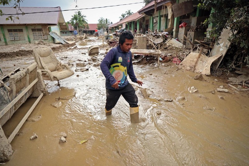 Pembangunan hunian sementara (huntara) di Desa Simarpinggan, Kecamatan Angkola Selatan, Kabupaten Tapanuli Selatan, Provinsi Sumatra Utara. (Dok. BNPB)