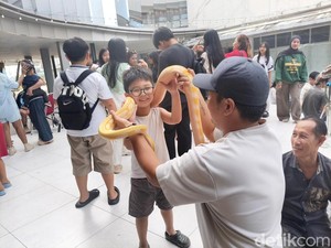 Gembiranya Anak-anak Bisa Bermain dengan Satwa Unik di dalam Mal