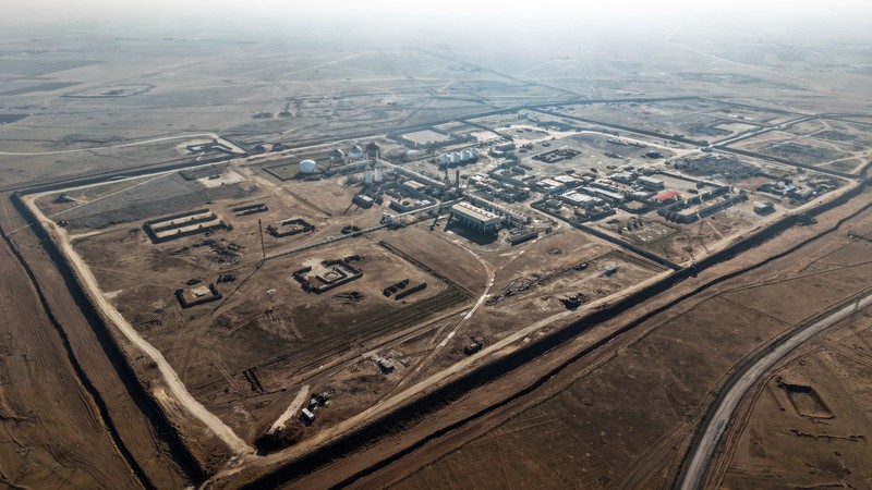 A drone view shows damage at the Conoco gas plant, after it came under the control of the Syrian government following the withdrawal of the U.S.-backed Syrian Democratic Forces (SDF), in the countryside of Deir al-Zor, Syria, January 19, 2026. REUTERS/Khalil Ashawi     TPX IMAGES OF THE DAY