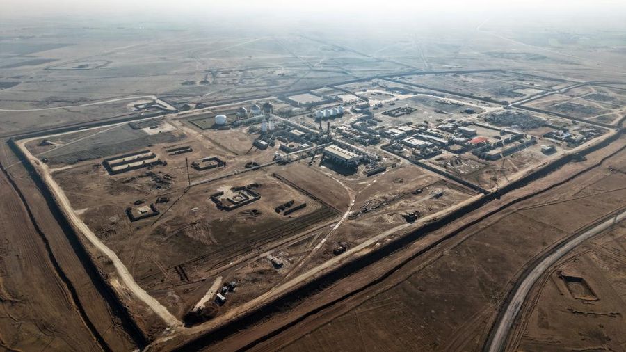 A drone view shows damage at the Conoco gas plant, after it came under the control of the Syrian government following the withdrawal of the U.S.-backed Syrian Democratic Forces (SDF), in the countryside of Deir al-Zor, Syria, January 19, 2026. REUTERS/Khalil Ashawi     TPX IMAGES OF THE DAY