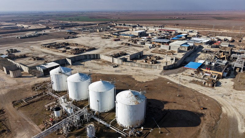 A drone view shows damage at the Conoco gas plant, after it came under the control of the Syrian government following the withdrawal of the U.S.-backed Syrian Democratic Forces (SDF), in the countryside of Deir al-Zor, Syria, January 19, 2026. REUTERS/Khalil Ashawi     TPX IMAGES OF THE DAY