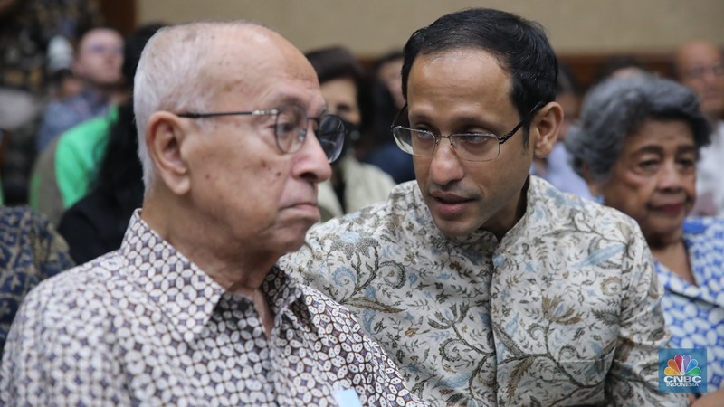 Terdakwa kasus dugaan korupsi dalam digitalisasi pendidikan pengadaan laptop Chromebook Nadiem Makarim menjalani sidang lanjutan dengan agenda mendengarkan keterangan saksi di Pengadilan Tipikor, Jakarta, Senin (19/1/2026). (CNBC Indonesia/Faisal Rahman)